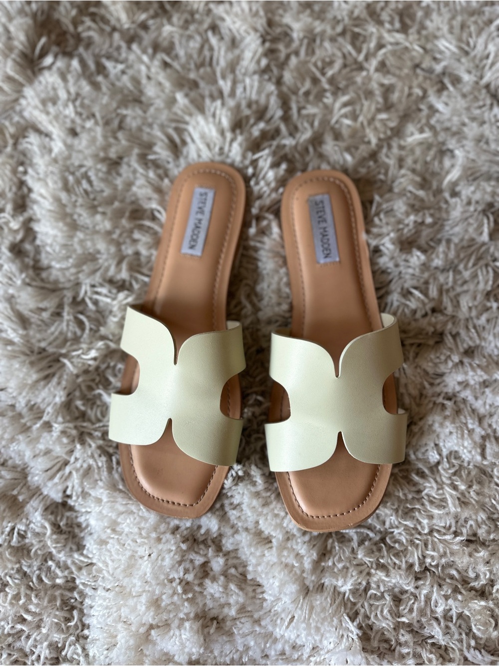 Steve Madden Pale cream white Cutout Slide Sandals - Women